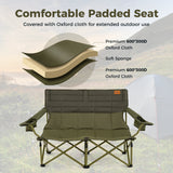 Oversized Camping Chair Folding Loveseat Camping Couch with Cup Holders & Thick Padding