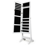 Mirrored Lockable Jewelry Cabinet Armoire Organizer Storage Box