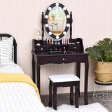 Oval Mirror Vanity Set  with 10 LED Dimmable Bulbs and 3 Drawers