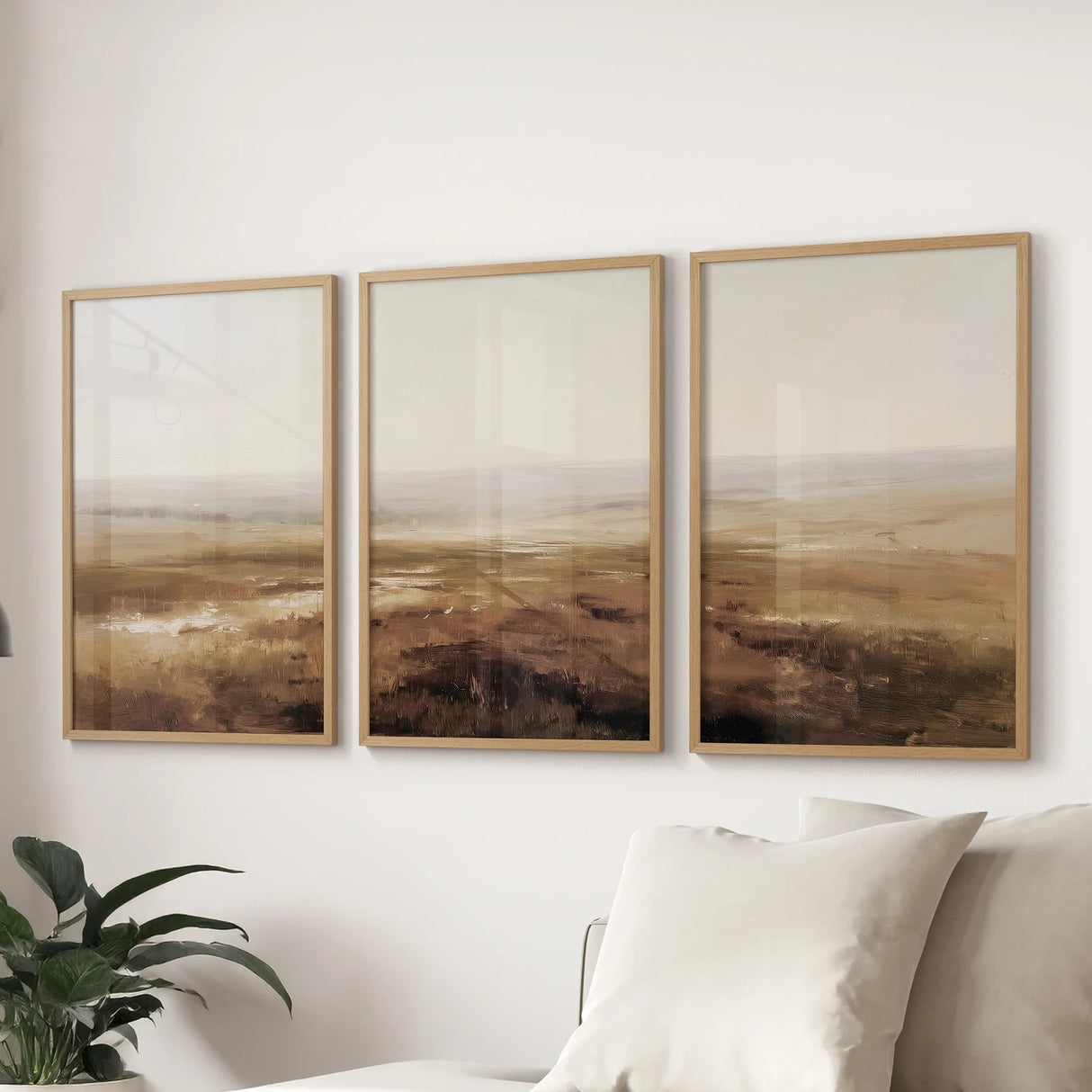 Minimalist Neutral Landscape Wall Art. Set of 3 Prints
