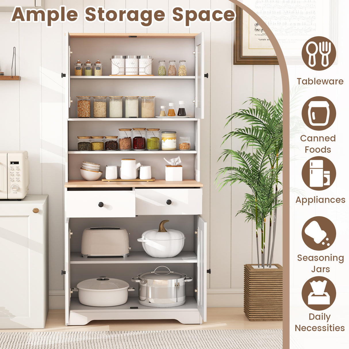 Pantry Cabinet with 2 Removable Shelves