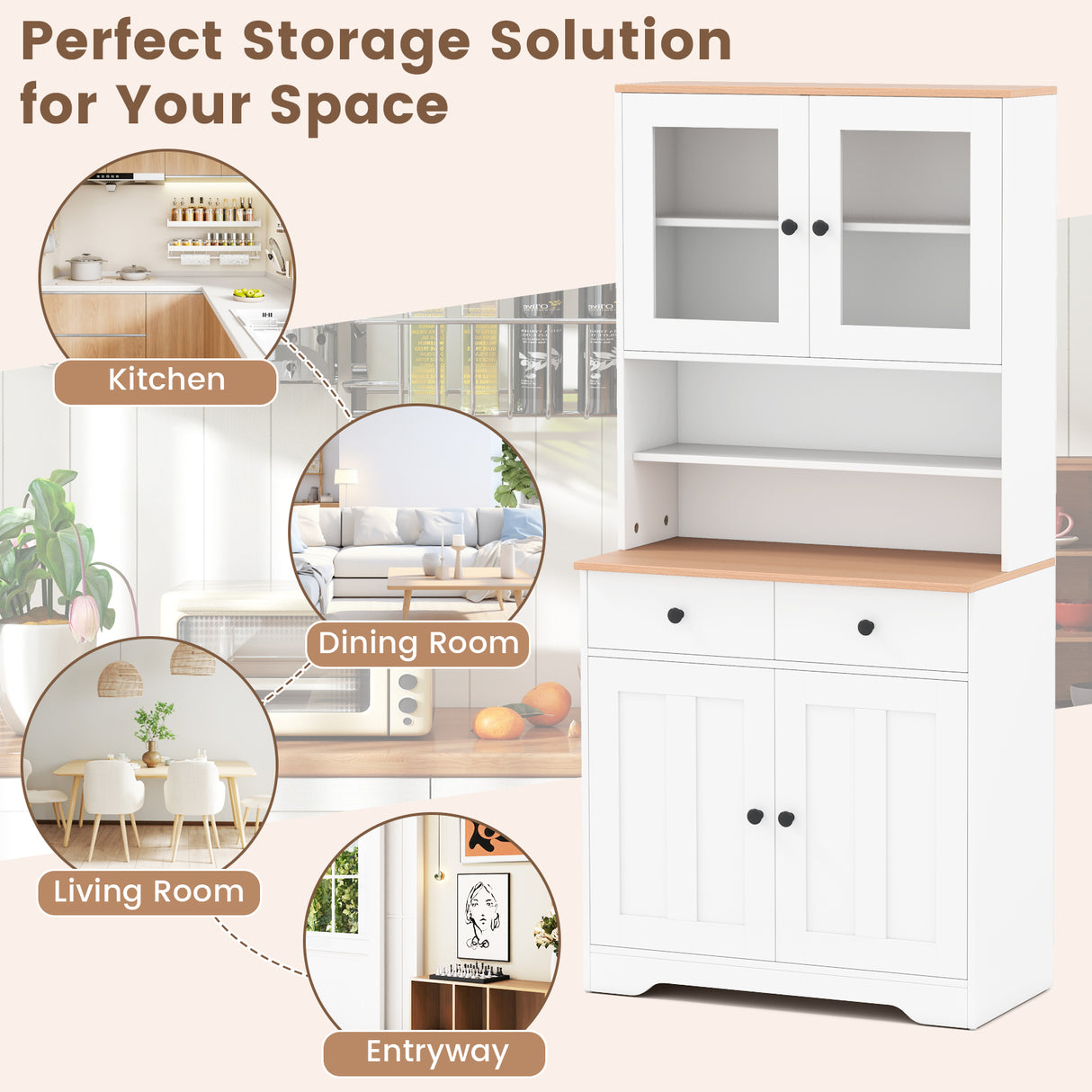 Pantry Cabinet with 2 Removable Shelves