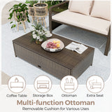 Patio Adjustable Wicker Daybed with 4-Level Backrest and Soft Cushions
