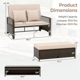 Patio Adjustable Wicker Daybed with 4-Level Backrest and Soft Cushions