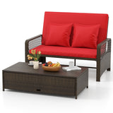 Patio Adjustable Wicker Daybed with 4-Level Backrest and Soft Cushions