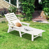 Patio Chaise Lounge Chair with 4 Position Backrest-White