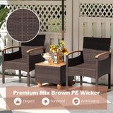 Patio Dining Chairs Set of 2/4 with Acacia Wood Armrest and Heavy Duty Metal Frame