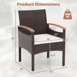 Patio Dining Chairs Set of 2/4 with Acacia Wood Armrest and Heavy Duty Metal Frame