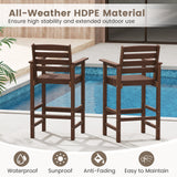 Patio HDPE Adirondack Bar Chairs Set of 2 with Wide Armrests