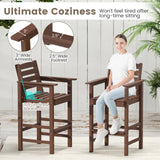 Patio HDPE Adirondack Bar Chairs Set of 2 with Wide Armrests