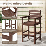 Patio HDPE Adirondack Bar Chairs Set of 2 with Wide Armrests