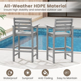 Patio HDPE Adirondack Bar Chairs Set of 2 with Wide Armrests