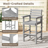 Patio HDPE Adirondack Bar Chairs Set of 2 with Wide Armrests