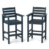 Patio HDPE Adirondack Bar Chairs Set of 2 with Wide Armrests