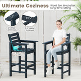 Patio HDPE Adirondack Bar Chairs Set of 2 with Wide Armrests