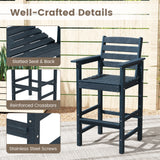 Patio HDPE Adirondack Bar Chairs Set of 2 with Wide Armrests