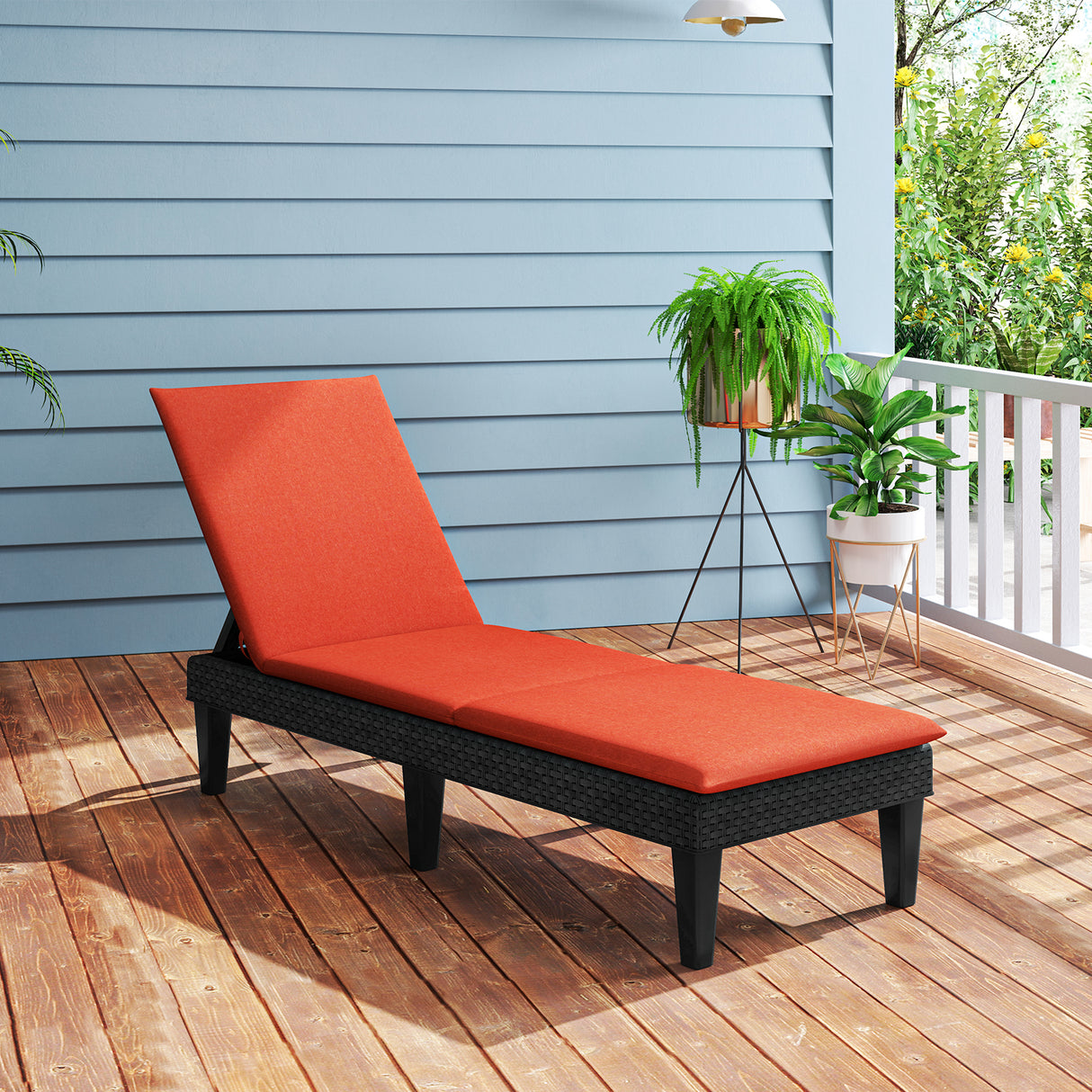 Patio Lounge Chair 3-Position Adjustable Backrest and Cushion