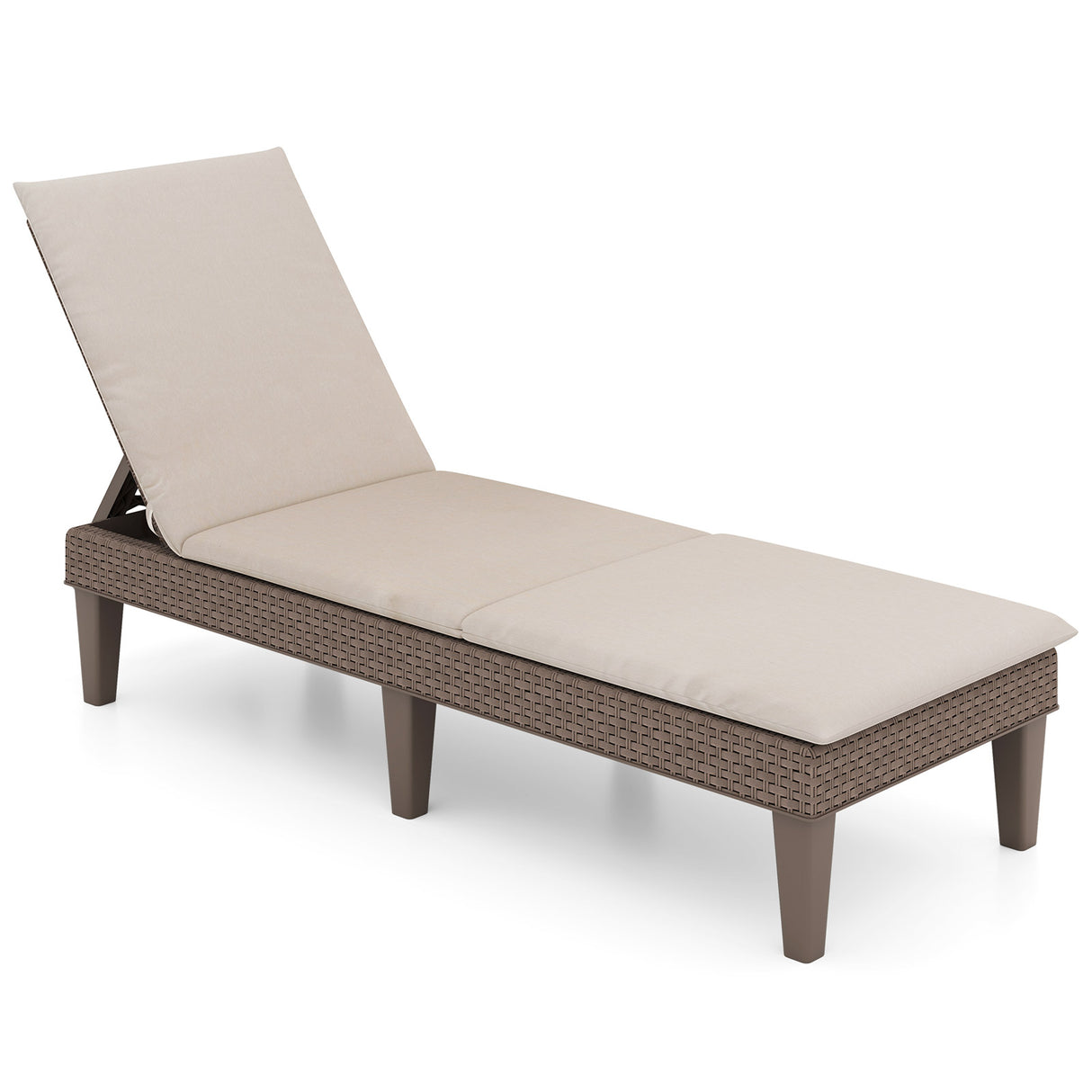 Patio Lounge Outdoor Recliner Chair with Cushion 3-Position Adjustable Backrest