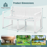 Weather-resistant Plastic 2-Person Bench with Curved Backrest