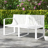 Weather-resistant Plastic 2-Person Bench with Curved Backrest