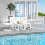 Weather-resistant Plastic 2-Person Bench with Curved Backrest