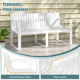 Weather-resistant Plastic 2-Person Bench with Curved Backrest