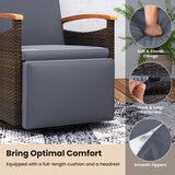 Set of 2 Patio Rattan 360Â° Swivel Recliner Chair with Adjustable Backrest and Footrest