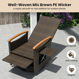 Set of 2 Patio Rattan 360Â° Swivel Recliner Chair with Adjustable Backrest and Footrest