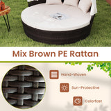 Patio Round Daybed with Retractable Canopy-White