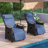 Patio Wicker Recliner Chair with Adjustable Backrest and Footrest