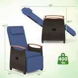 Patio Wicker Recliner Chair with Adjustable Backrest and Footrest