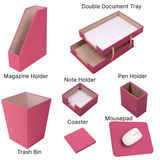 MOOG Leather Desk Set – 7-Piece Organizer-Pink