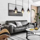 Pendant Light Kitchen Island – Industrial Black Metal Cage Fixture