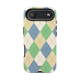 GREEN BLUE BEIGE ARGYLE | Tough Phone Case
