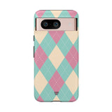 BLUE PINK BEIGE ARGYLE | Tough Phone Case