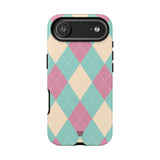 BLUE PINK BEIGE ARGYLE | Tough Phone Case