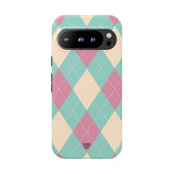 BLUE PINK BEIGE ARGYLE | Tough Phone Case