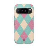 BLUE PINK BEIGE ARGYLE | Tough Phone Case