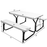 HDPE Outdoor Picnic Table Bench Set with Metal Base