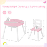 Wood Activity Kids Table and Chair Set with Center Mesh Storage