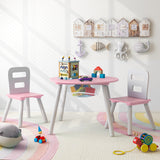 Wood Activity Kids Table and Chair Set with Center Mesh Storage