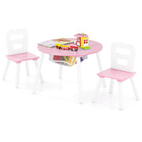 Wood Activity Kids Table and Chair Set with Center Mesh Storage