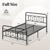 Platform Bed with High Headboard and Snap Lock Metal Slats