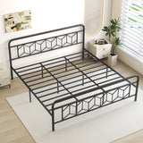Platform Bed with High Headboard and Snap Lock Metal Slats