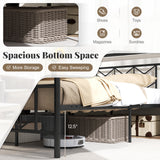 Platform Bed with High Headboard and Snap Lock Metal Slats