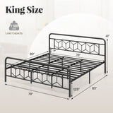 Platform Bed with High Headboard and Snap Lock Metal Slats
