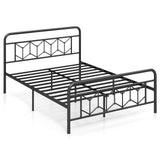 Platform Bed with High Headboard and Snap Lock Metal Slats