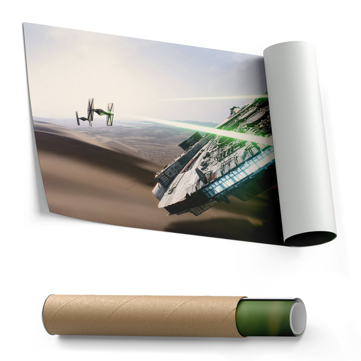 Star Wars Millennium Falcon Tie Fighter Canvas Art - The Force Awakens