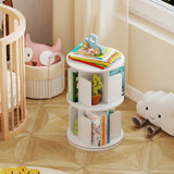 2-Tier Rotating Bookshelf with Dividers and Anti-falling Baffles