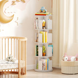 4-Tier Rotating Bookshelf 360Â° Display Rack with Dividers and Anti-falling Baffles